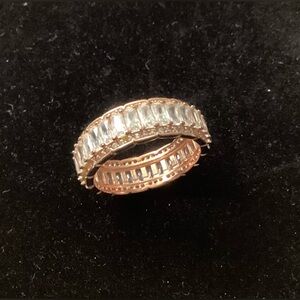 Lulea Rose Gold Crystal Baguette Eternity Band - Size 8